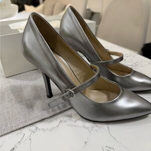 Nine West Metallic Silver Mary Jane Stiletto Pumps